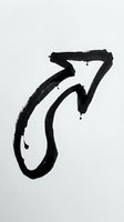 Hand-drawn upward arrow symbol in black marker on white background, isolated and ready for design use on websites, presentations, and marketing materials.