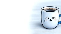 Cute white cat-shaped ceramic mug filled with coffee on light background, perfect for cozy morning social media posts.