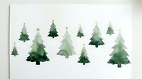 Watercolor Christmas trees in various shades of green on white background, perfect for holiday cards, wrapping paper, and seasonal decorations.