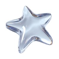 Clear glass star shape with smooth curved edges and transparent finish isolated on white background for decorative design projects.