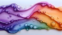 Colorful liquid waves with bubbles in rainbow gradient from purple to orange, flowing abstract background design for creative projects and presentations.