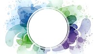 Watercolor splash frame with colorful paint blots in blue green purple tones. Abstract artistic border design for creative projects and presentations.