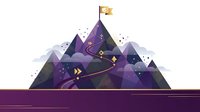 Abstract geometric mountain landscape with purple gradients and golden accents on white background for modern design projects.