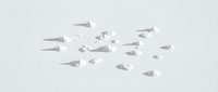 Scattered paper planes on white background, isolated design element for creative projects and business concepts.