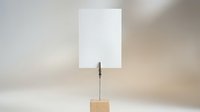 Modern minimalist table lamp with white rectangular shade and wooden base on neutral background for contemporary interior design.