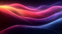 Vibrant flowing waves of light in red, purple and blue colors against dark starry background create dynamic cosmic aurora effect for space and fantasy designs.