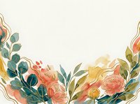 Watercolor floral border with pink peonies, green leaves, and gold accents on white background for wedding invitations and cards.