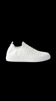 White knit slip-on sneaker with textured upper and cushioned sole, isolated on transparent background. Ready for t-shirt design, clipart, stickers, and print-on-demand products.