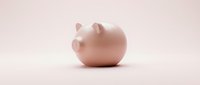 Pink ceramic piggy bank on soft pastel background for savings and financial planning concepts in minimalist style.