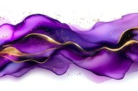 Luxurious purple and gold flowing waves with glitter effect create elegant abstract background pattern for luxury design projects and creative layouts.