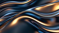 Luxurious dark blue and copper metallic waves create flowing abstract pattern with glossy reflective surface. Modern design background for luxury branding and elegant layouts.