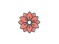 Stylized coral flower with geometric petals and white center on light background for wellness and meditation designs.