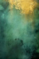 Abstract emerald green and golden yellow watercolor background with soft blending and subtle texture creates atmospheric depth and ethereal mood.