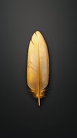 Golden feather illuminated on dark background showcases delicate texture and natural details, creating dramatic contrast for luxury design projects.