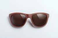 Brown wayfarer style sunglasses with dark lenses isolated on white background, modern eyewear accessory for fashion and sun protection.