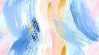 Soft pastel brush strokes in blue, pink, and gold create an abstract composition. Ideal for backgrounds, wallpapers, and creative design projects.