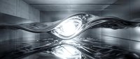 Futuristic metallic eye with glowing pupil in abstract tunnel, representing artificial intelligence, technology, and innovation for digital design projects.