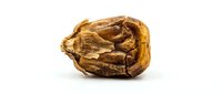 Dried wrinkled walnut shell with natural brown texture isolated on white background for healthy food and nutrition concepts.