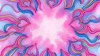 Vibrant pink and blue swirling mandala pattern with flowing organic shapes radiating from bright center creating psychedelic kaleidoscope effect.