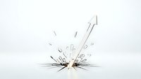 Sparkling firework sparkler burning bright with golden flames and flying sparks against clean white background for celebration designs.