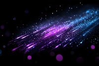 Glowing cosmic particles with purple and blue light trails against dark background create magical atmosphere for space and fantasy designs.