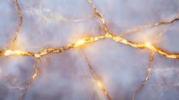 Luxurious gray marble texture with glowing golden veins on smooth surface. Natural stone pattern with luminous cracks creates elegant decorative background.