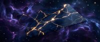 Dramatic lightning bolts illuminate cosmic nebula with electric energy crackling through deep space creating powerful storm atmosphere for sci-fi designs.
