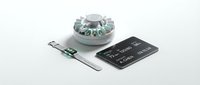 Isolated dental implant components including titanium screw, abutment, and crown on white background, ready for dental marketing, educational materials, and healthcare design projects.