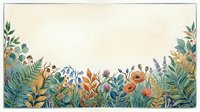 Botanical border frame with wildflowers, ferns, and foliage in watercolor style on cream background. Isolated design element suitable for invitations, stationery, and print projects.
