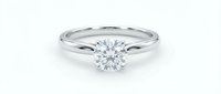 Elegant solitaire diamond engagement ring with brilliant cut stone in white gold setting isolated on white background for jewelry design.