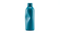 Teal blue aluminum water bottle with screw cap isolated on white background for eco-friendly hydration and sustainable lifestyle branding.