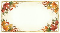 Autumn leaves and berries frame a cream background with gold border, perfect for fall invitations, greeting cards, and seasonal design projects.