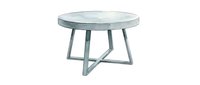 Round concrete top dining table with metal base isolated on white background, suitable for interior design, furniture catalogs, and home decor projects.