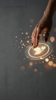 Hand of person with medium skin tone holding glowing leaf symbol with golden light particles, representing eco-friendly energy and sustainable living concepts for environmental awareness campaigns.