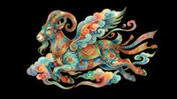 Ornamental goat with flowing decorative patterns and swirling details, isolated on transparent background. Ready for t-shirt design, clipart, stickers, sublimation, print-on-demand products and digital crafts.