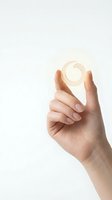 Hand holding glowing location pin icon with circular refresh symbol on white background for navigation and GPS mapping applications.