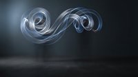 Abstract flowing smoke swirls creating elegant curves and spirals against dark background for modern design projects and creative concepts.