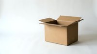 Open brown cardboard shipping box on white background isolated for packaging design and moving supplies commercial use.