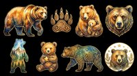 Brown bear walking in profile with detailed fur texture, isolated on transparent background. Ready for t-shirt design, clipart, stickers, sublimation, and print-on-demand products.
