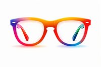 Rainbow colored eyeglasses frame isolated on white background. Modern wayfarer style spectacles with gradient multicolor design showing pride and diversity.