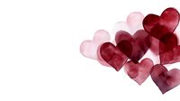 Watercolor hearts in romantic red and pink tones on white background for Valentine's Day cards, wedding invitations and love-themed designs.