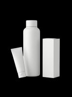 Cosmetic product bottles and tubes isolated on transparent background, ready for skincare, beauty, and wellness design projects, t-shirts, stickers, and print-on-demand applications.