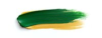 Green and yellow paint brush strokes on white background, artistic acrylic texture isolated for creative design projects and digital compositions.