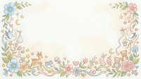 Whimsical floral and celestial border frame with pastel flowers, moons, stars, and decorative elements on isolated white background, suitable for invitations, cards, and design projects.