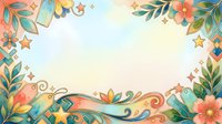 Colorful ornamental floral border with botanical leaves, flowers, and decorative elements on isolated white background, ready for design projects and layouts.