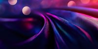 Abstract flowing waves with vibrant purple pink neon colors and bokeh lights creating dynamic motion blur effect for modern digital backgrounds.