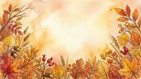 Autumn watercolor frame with fall foliage, leaves and berries in warm orange tones. Seasonal border design for greeting cards and decorations.