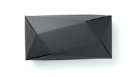 Modern black geometric envelope with angular folded design on white background for luxury branding and premium packaging applications.