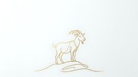 Goat standing on rocky terrain, depicted in minimalist line art style with golden outlines against neutral background for agricultural and livestock design projects.