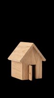 Wooden toy house figurine isolated on transparent background, cut out and ready for T-shirts, stickers, print on demand, and sublimation design use.